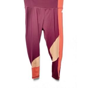 Adidas Training Pant Women Size large Pull On Maroon Orange Yoga Athleisure